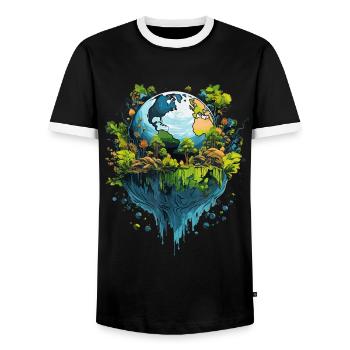 Respect Your Mother on Earth Day - Men's Ringer Shirt - black/white - Front - AI Model Female 172 light (172cm) & AI Model Male 178 light (178cm)