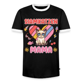 Siamkatzen Mama Siamesen Katzenliebhaberin - Männer Kontrast-T-Shirt - Schwarz/Weiß - Vorne - AI Model Female 172 light (172cm) & AI Model Male 178 light (178cm)