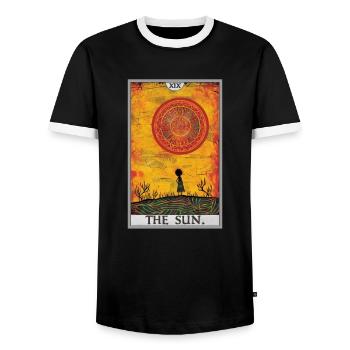 Carte de tarot Carte de tarot Le soleil Le soleil - T-shirt contrasté Homme - noir/blanc - Devant - AI Model Female 172 light (172cm) & AI Model Male 178 light (178cm)