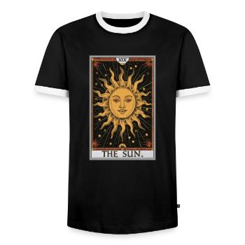 Tarot Card Tarot Card The Sun The Sun - Men's Ringer Shirt - black/white - Front - AI Model Female 172 light (172cm) & AI Model Male 178 light (178cm)