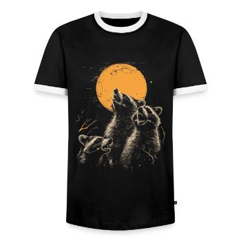 3 ratons laveurs lune hurlant drôles de ratons laveurs - T-shirt contrasté Homme - noir/blanc - Devant - AI Model Female 172 light (172cm) & AI Model Male 178 light (178cm)