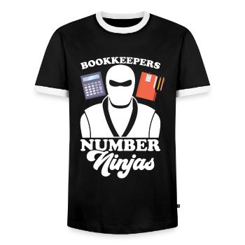Buchhaltung Finanzbuchhalter Buchhalter Beruf - Männer Kontrast-T-Shirt - Schwarz/Weiß - Vorne - AI Model Female 172 light (172cm) & AI Model Male 178 light (178cm)