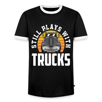 Chauffeur de camion Véhicules Truck Play - T-shirt contrasté Homme - noir/blanc - Devant - AI Model Female 172 light (172cm) & AI Model Male 178 light (178cm)