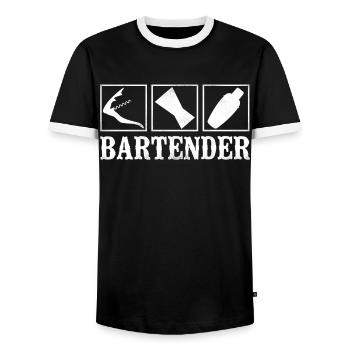 Bartender Mixologist Bartender - Männer Kontrast-T-Shirt - Schwarz/Weiß - Vorne - AI Model Female 172 light (172cm) & AI Model Male 178 light (178cm)