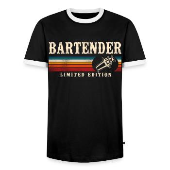 Bartender Mixologist Retro Vintage - Men's Ringer Shirt - black/white - Front - AI Model Female 172 light (172cm) & AI Model Male 178 light (178cm)
