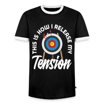 Archer Saying Archery - Men's Ringer Shirt - black/white - Front - AI Model Female 172 light (172cm) & AI Model Male 178 light (178cm)