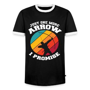 Arrow Bow Retro Archery - Men's Ringer Shirt - black/white - Front - AI Model Female 172 light (172cm) & AI Model Male 178 light (178cm)