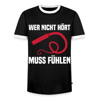 Wer Nicht Hört Muss Fühlen - Männer Kontrast-T-Shirt - Schwarz/Weiß - Vorne - AI Model Female 172 light (172cm) & AI Model Male 178 light (178cm)