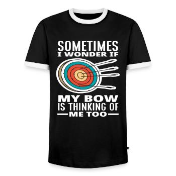 Archery Sport Archery - Men's Ringer Shirt - black/white - Front - AI Model Female 172 light (172cm) & AI Model Male 178 light (178cm)