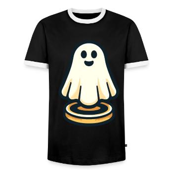 Funny Vintage Ghost Retro Art Style Halloween - Männer Kontrast-T-Shirt - Schwarz/Weiß - Vorne - AI Model Female 172 light (172cm) & AI Model Male 178 light (178cm)
