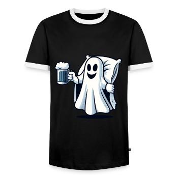 Boire Ghost Beer Lover Halloween Party - T-shirt contrasté Homme - noir/blanc - Devant - AI Model Female 172 light (172cm) & AI Model Male 178 light (178cm)