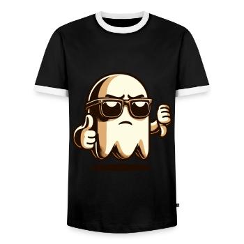 Cool fantôme drôle fête d’Halloween - T-shirt contrasté Homme - noir/blanc - Devant - AI Model Female 172 light (172cm) & AI Model Male 178 light (178cm)