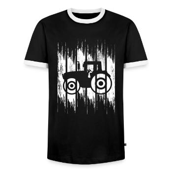 Trecker Zeichnung - Männer Kontrast-T-Shirt - Schwarz/Weiß - Vorne - AI Model Female 172 light (172cm) & AI Model Male 178 light (178cm)
