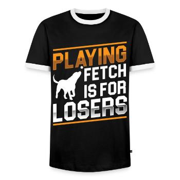 Flyball Canine Sport Agility Parcour Dog - Männer Kontrast-T-Shirt - Schwarz/Weiß - Vorne - AI Model Female 172 light (172cm) & AI Model Male 178 light (178cm)