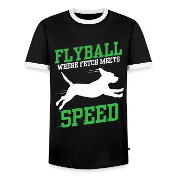 Flyball Canine Sport Agility Parcour Dog - Männer Kontrast-T-Shirt - Schwarz/Weiß - Vorne - AI Model Female 172 light (172cm) & AI Model Male 178 light (178cm)