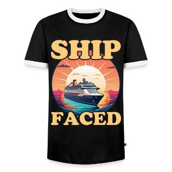 Croisière Crusader Bateau de croisière Cadeau - T-shirt contrasté Homme - noir/blanc - Devant - AI Model Female 172 light (172cm) & AI Model Male 178 light (178cm)
