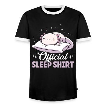 Maison de Couchage Officielle Axolotl PJ Dormir - T-shirt contrasté Homme - noir/blanc - Devant - AI Model Female 172 light (172cm) & AI Model Male 178 light (178cm)