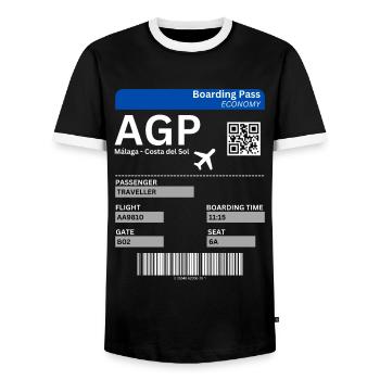 Billet d’avion Malaga Andalousie Espagne Vacances Malaga - T-shirt contrasté Homme - noir/blanc - Devant - AI Model Female 172 light (172cm) & AI Model Male 178 light (178cm)