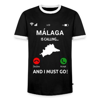 Malaga Is Calling Vacation Spain Idea - Men's Ringer Shirt - black/white - Front - AI Model Female 172 light (172cm) & AI Model Male 178 light (178cm)