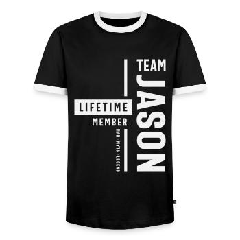 Membre à vie de l’équipe Jason Funny Name Jason - T-shirt contrasté Homme - noir/blanc - Devant - AI Model Female 172 light (172cm) & AI Model Male 178 light (178cm)