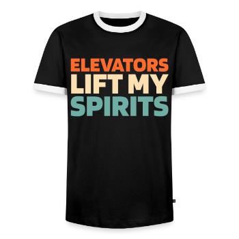 Fahrstuhl Aufzug - Männer Kontrast-T-Shirt - Schwarz/Weiß - Vorne - AI Model Female 172 light (172cm) & AI Model Male 178 light (178cm)