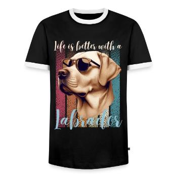 Labrador Labbi Dog Dog Owner Family Dog Fun - Men's Ringer Shirt - black/white - Front - AI Model Female 172 light (172cm) & AI Model Male 178 light (178cm)