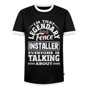 Funny Fence Builder Fence Installer - Men's Ringer Shirt - black/white - Front - AI Model Female 172 light (172cm) & AI Model Male 178 light (178cm)