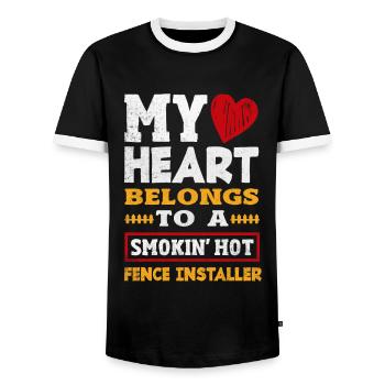 Funny Fence Builder Fence Installer - Men's Ringer Shirt - black/white - Front - AI Model Female 172 light (172cm) & AI Model Male 178 light (178cm)