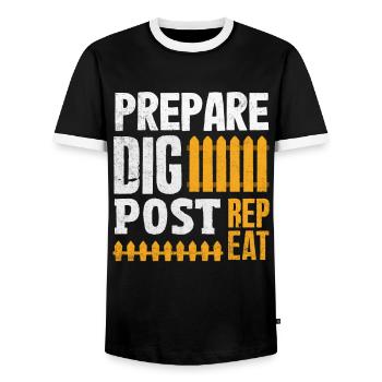 Funny Fence Builder Fence Installer - Men's Ringer Shirt - black/white - Front - AI Model Female 172 light (172cm) & AI Model Male 178 light (178cm)