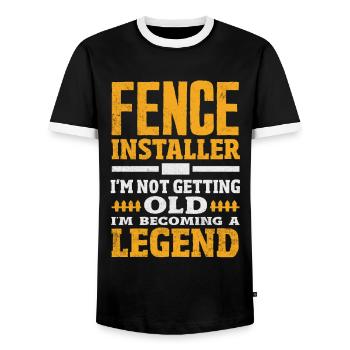 Funny Fence Builder Fence Installer - Men's Ringer Shirt - black/white - Front - AI Model Female 172 light (172cm) & AI Model Male 178 light (178cm)