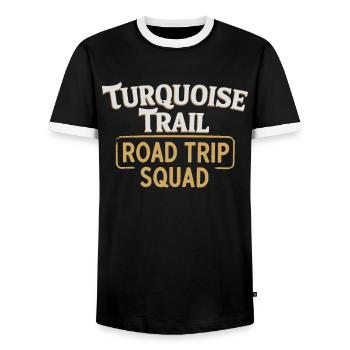 Turquoise Trail Road Trip Squad pour les aventuriers - T-shirt contrasté Homme - noir/blanc - Devant - AI Model Female 172 light (172cm) & AI Model Male 178 light (178cm)