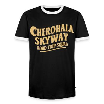 Cherohala Skyway Road Trip Squad - Männer Kontrast-T-Shirt - Schwarz/Weiß - Vorne - AI Model Female 172 light (172cm) & AI Model Male 178 light (178cm)