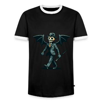 Funny Halloween Party Spooky Season - Men's Ringer Shirt - black/white - Front - AI Model Female 172 light (172cm) & AI Model Male 178 light (178cm)