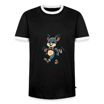 Funny Halloween Party Spooky Season - Men's Ringer Shirt - black/white - Front - AI Model Female 172 light (172cm) & AI Model Male 178 light (178cm)