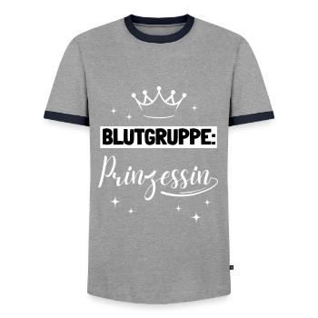 Blood Type Princess Funny Women - Men's Ringer Shirt - grey/navy  - Front - AI Model Female 172 light (172cm) & AI Model Male 178 light (178cm)