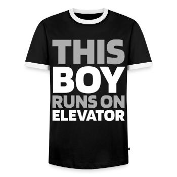 Fahrstuhl Aufzug - Männer Kontrast-T-Shirt - Schwarz/Weiß - Vorne - AI Model Female 172 light (172cm) & AI Model Male 178 light (178cm)