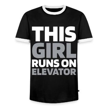 Fahrstuhl Aufzug - Männer Kontrast-T-Shirt - Schwarz/Weiß - Vorne - AI Model Female 172 light (172cm) & AI Model Male 178 light (178cm)