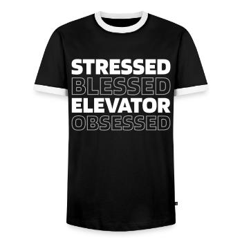 Elevator Elevator - Men's Ringer Shirt - black/white - Front - AI Model Female 172 light (172cm) & AI Model Male 178 light (178cm)