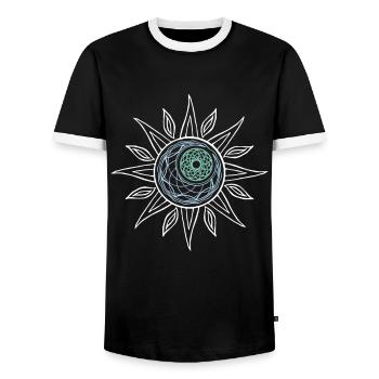 Univers spirituel du soleil et de la lune - T-shirt contrasté Homme - noir/blanc - Devant - AI Model Female 172 light (172cm) & AI Model Male 178 light (178cm)