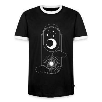 Soleil et Lune Nuages Étoiles Univers - T-shirt contrasté Homme - noir/blanc - Devant - AI Model Female 172 light (172cm) & AI Model Male 178 light (178cm)