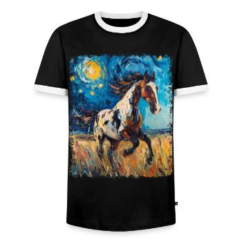 Appaloosa Cheval Nuit étoilée Peinture - T-shirt contrasté Homme - noir/blanc - Devant - AI Model Female 172 light (172cm) & AI Model Male 178 light (178cm)