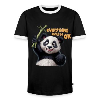 Motivierendes Panda Alles wird gut für einen - Männer Kontrast-T-Shirt - Schwarz/Weiß - Vorne - AI Model Female 172 light (172cm) & AI Model Male 178 light (178cm)