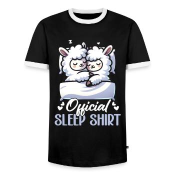 Maison Officielle Lama PJ Sleeping Nickering - T-shirt contrasté Homme - noir/blanc - Devant - AI Model Female 172 light (172cm) & AI Model Male 178 light (178cm)