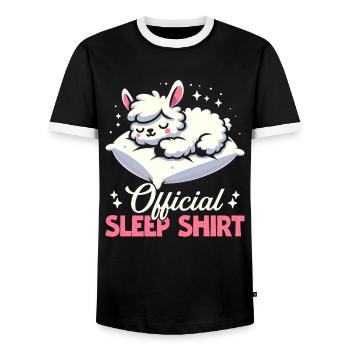 Maison Officielle Lama PJ Sleeping Nickering - T-shirt contrasté Homme - noir/blanc - Devant - AI Model Female 172 light (172cm) & AI Model Male 178 light (178cm)