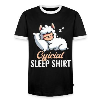 Maison Officielle Lama PJ Sleeping Nickering - T-shirt contrasté Homme - noir/blanc - Devant - AI Model Female 172 light (172cm) & AI Model Male 178 light (178cm)