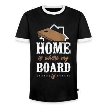 Joueur de sac de haricots de l’équipe Cornhole - T-shirt contrasté Homme - noir/blanc - Devant - AI Model Female 172 light (172cm) & AI Model Male 178 light (178cm)