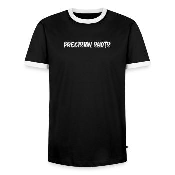 Billard - Precision Shots - Männer Kontrast-T-Shirt - Schwarz/Weiß - Vorne - AI Model Female 172 light (172cm) & AI Model Male 178 light (178cm)