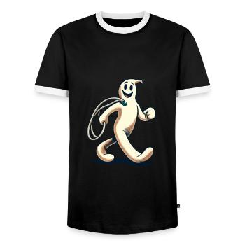 Funny Vintage Ghost Retro Art Style - Men's Ringer Shirt - black/white - Front - AI Model Female 172 light (172cm) & AI Model Male 178 light (178cm)