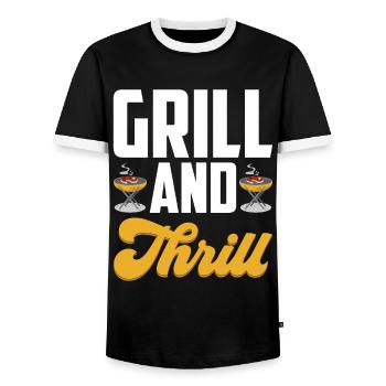 Grilling Barbecue Grill Party Grill Professional BBQ - Men's Ringer Shirt - black/white - Front - AI Model Female 172 light (172cm) & AI Model Male 178 light (178cm)