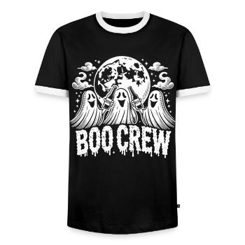 Boo Crew: Geister feiern Halloween - Männer Kontrast-T-Shirt - Schwarz/Weiß - Vorne - AI Model Female 172 light (172cm) & AI Model Male 178 light (178cm)